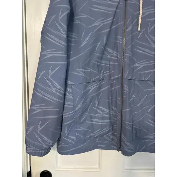 Weatherproof Vintage Blue Patterned Rain Jacket with Hood - Picture 2 of 9
